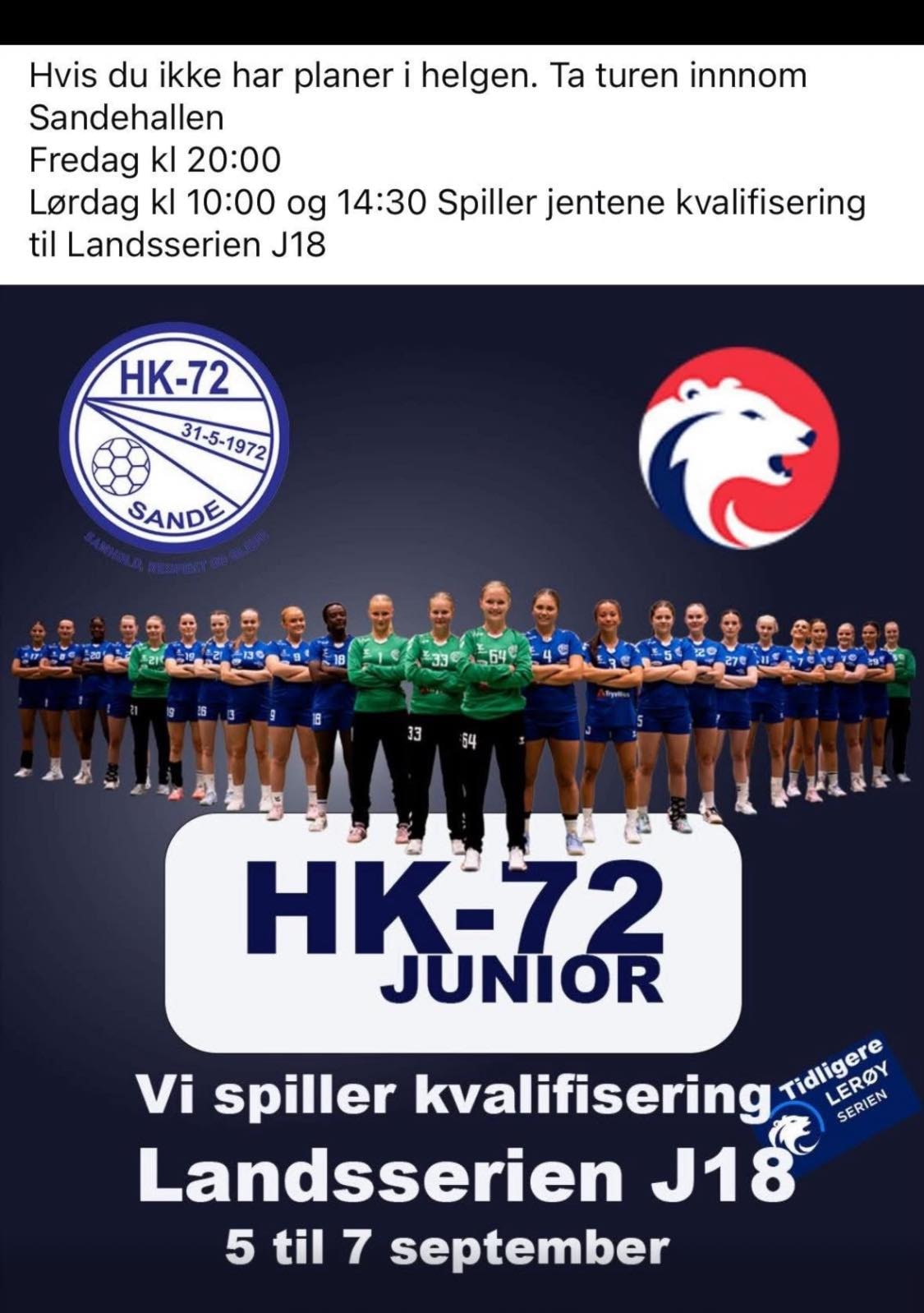 Landsserien J18 kvalifisering Sandehallen 5-7 Sept